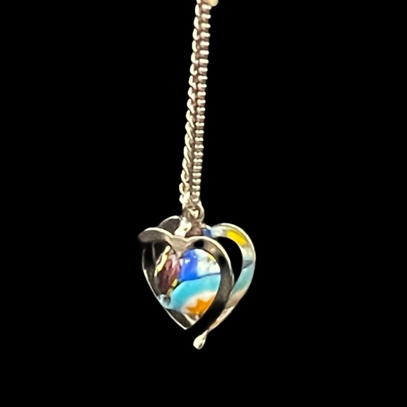 Murano Glass Millefiori Heart Pendant Necklace Vintage NWT - Picture 10 of 14